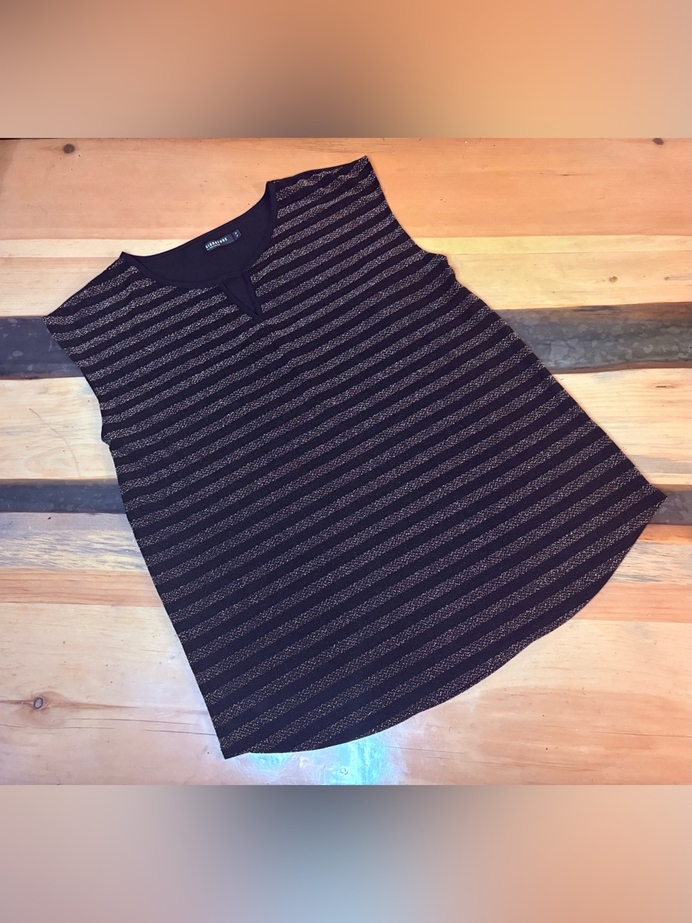 Reitmans Black and Gold Striped Sleeveless Tank